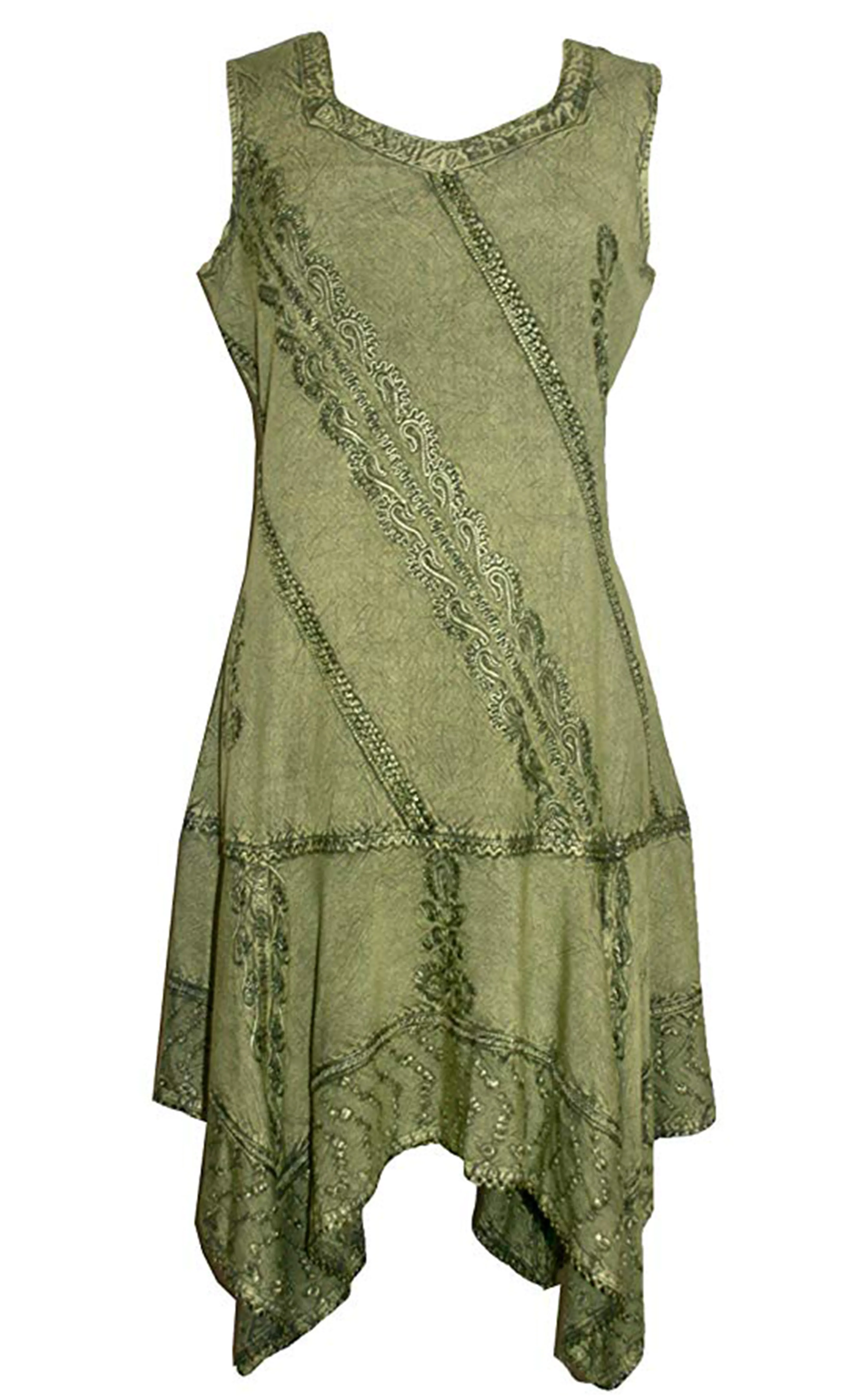 1015 DR Gypsy Peasant Funky Asymmetrical Hem Short Dress