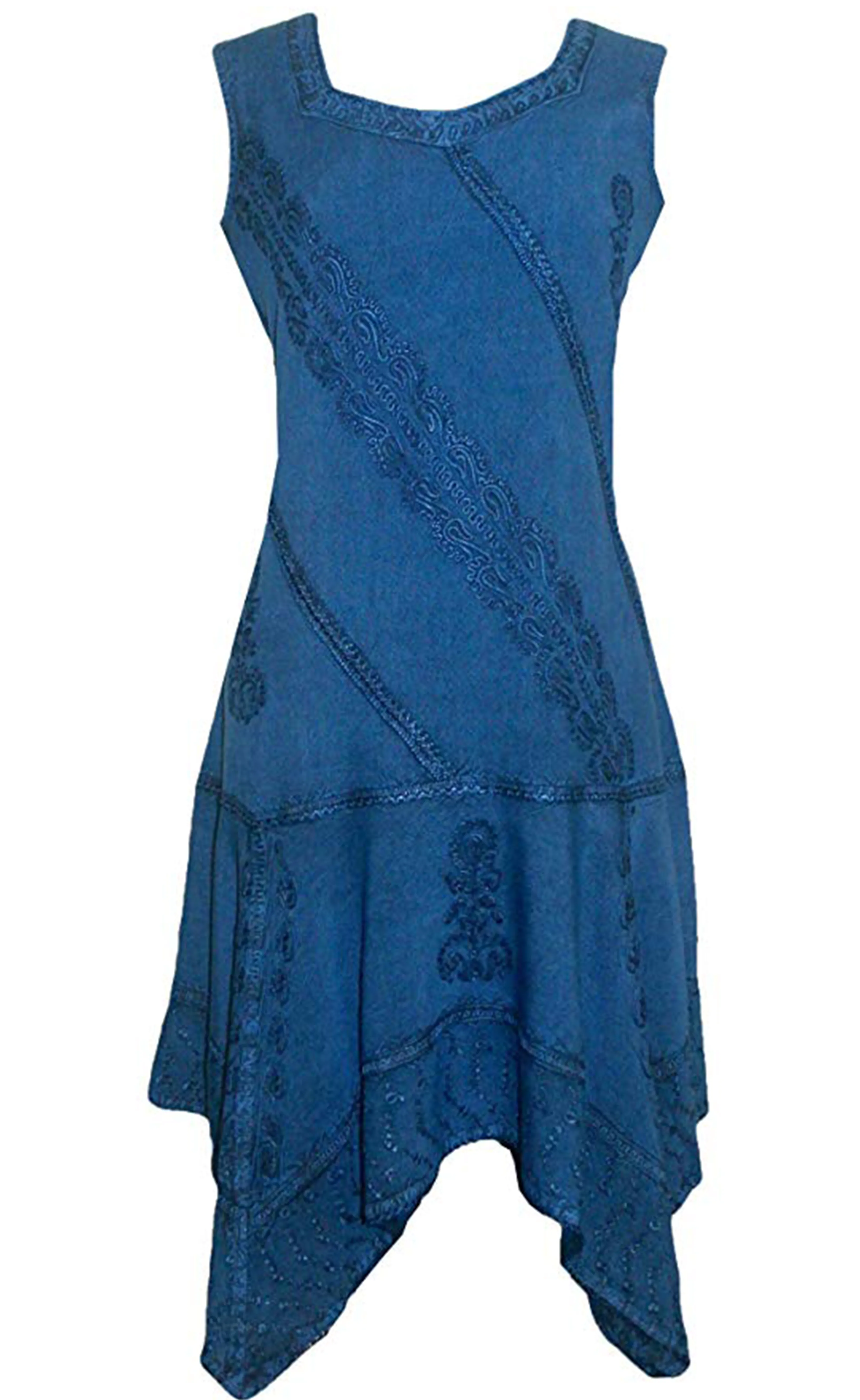 1015 DR Gypsy Peasant Funky Asymmetrical Hem Short Dress
