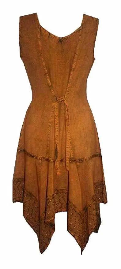 1015 DR Gypsy Peasant Funky Asymmetrical Hem Short Dress