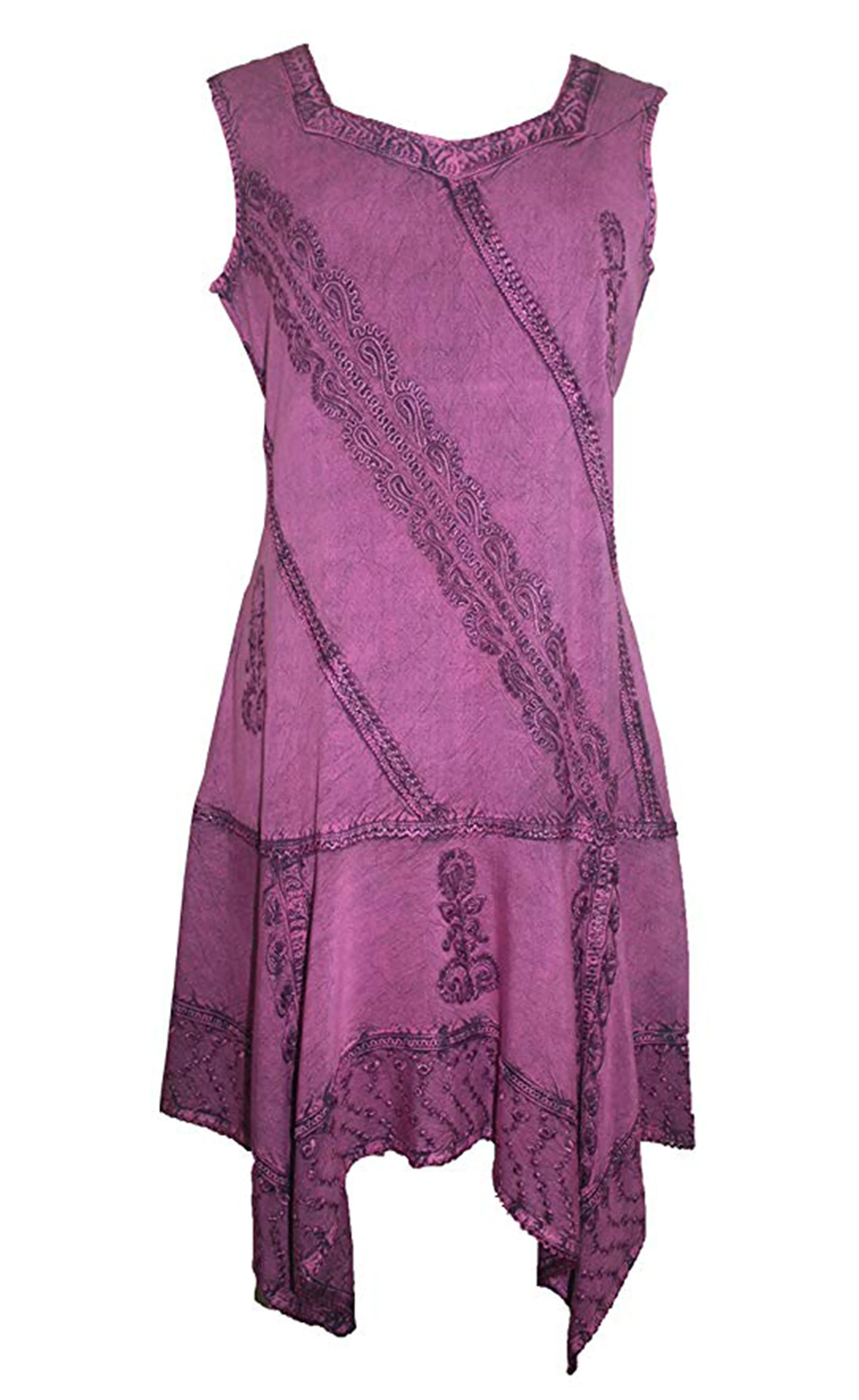 1015 DR Gypsy Peasant Funky Asymmetrical Hem Short Dress