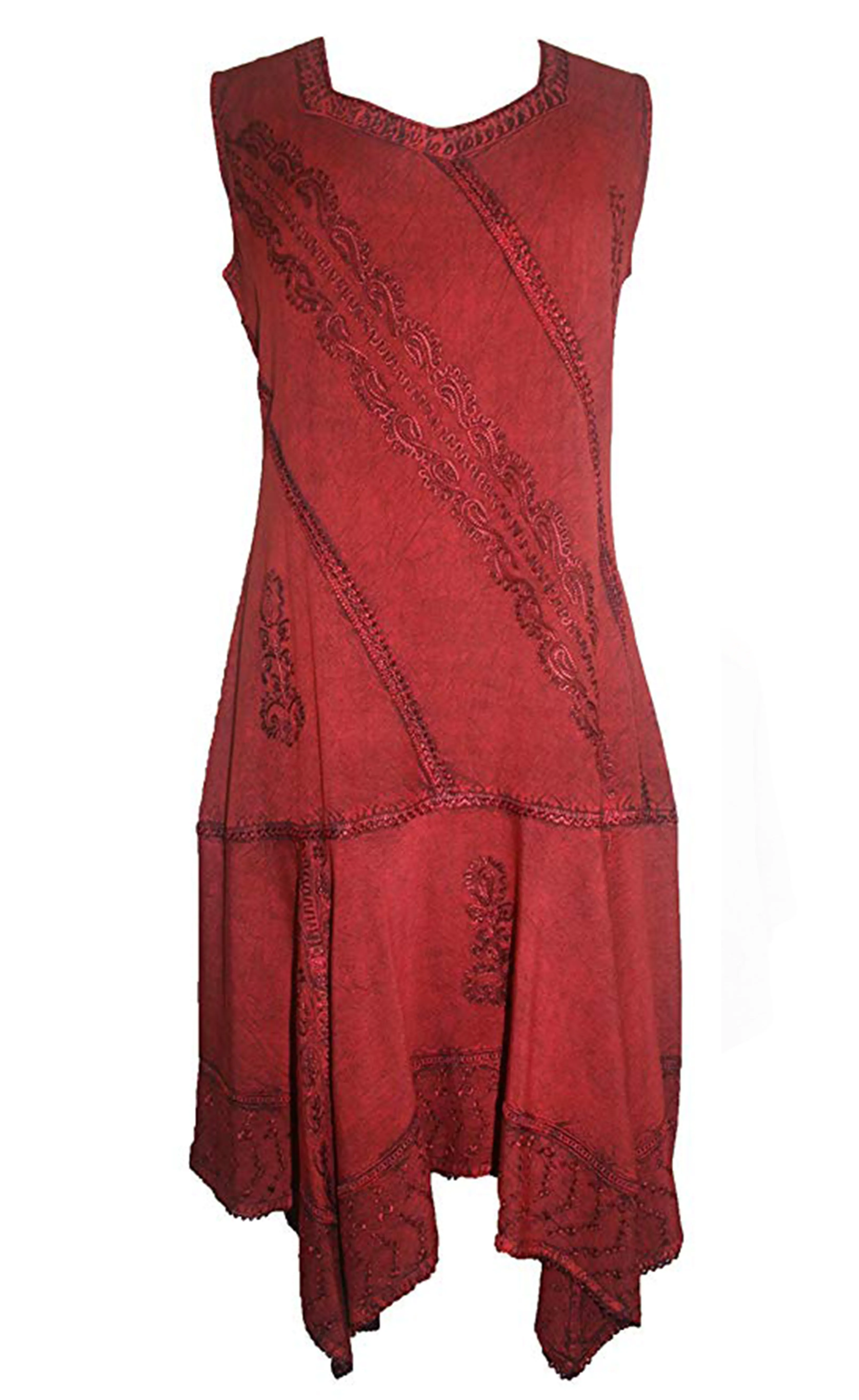 1015 DR Gypsy Peasant Funky Asymmetrical Hem Short Dress