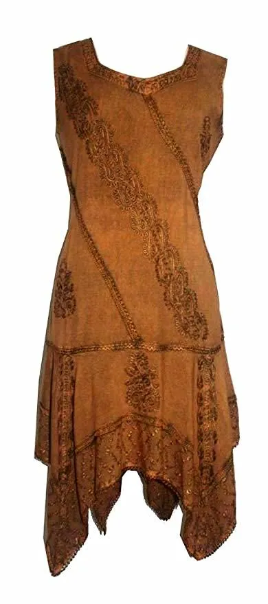 1015 DR Gypsy Peasant Funky Asymmetrical Hem Short Dress