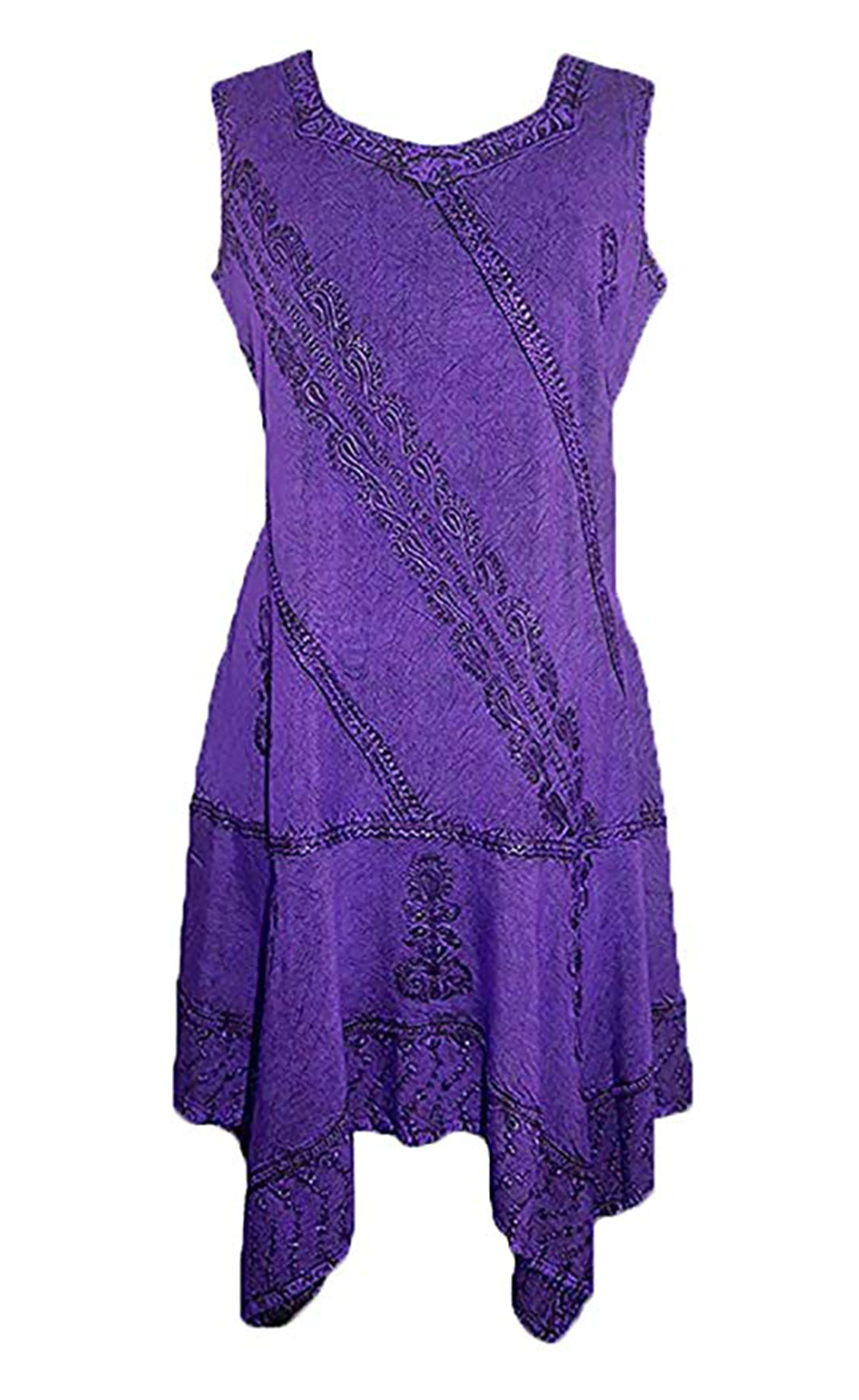 1015 DR Gypsy Peasant Funky Asymmetrical Hem Short Dress