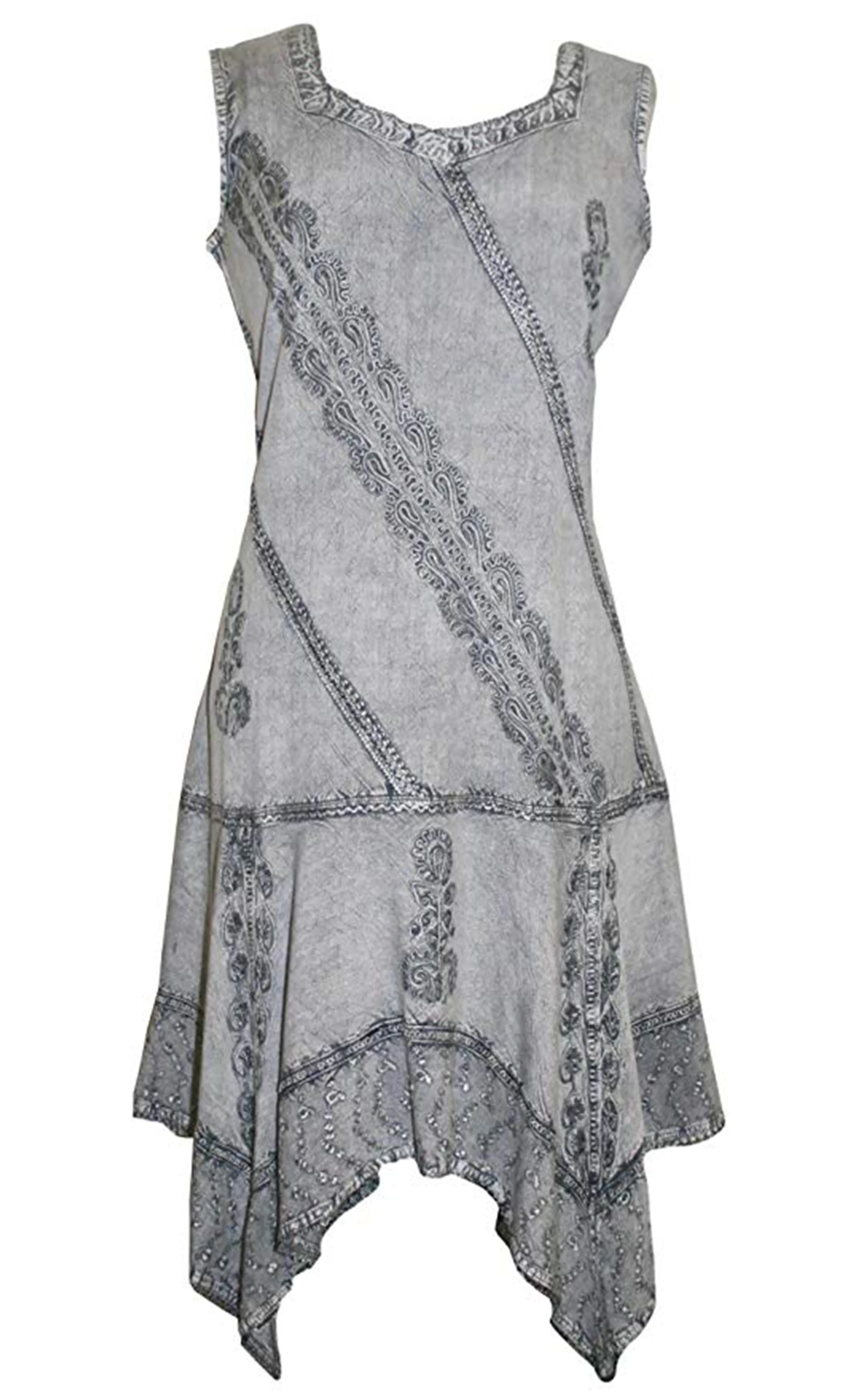 1015 DR Gypsy Peasant Funky Asymmetrical Hem Short Dress