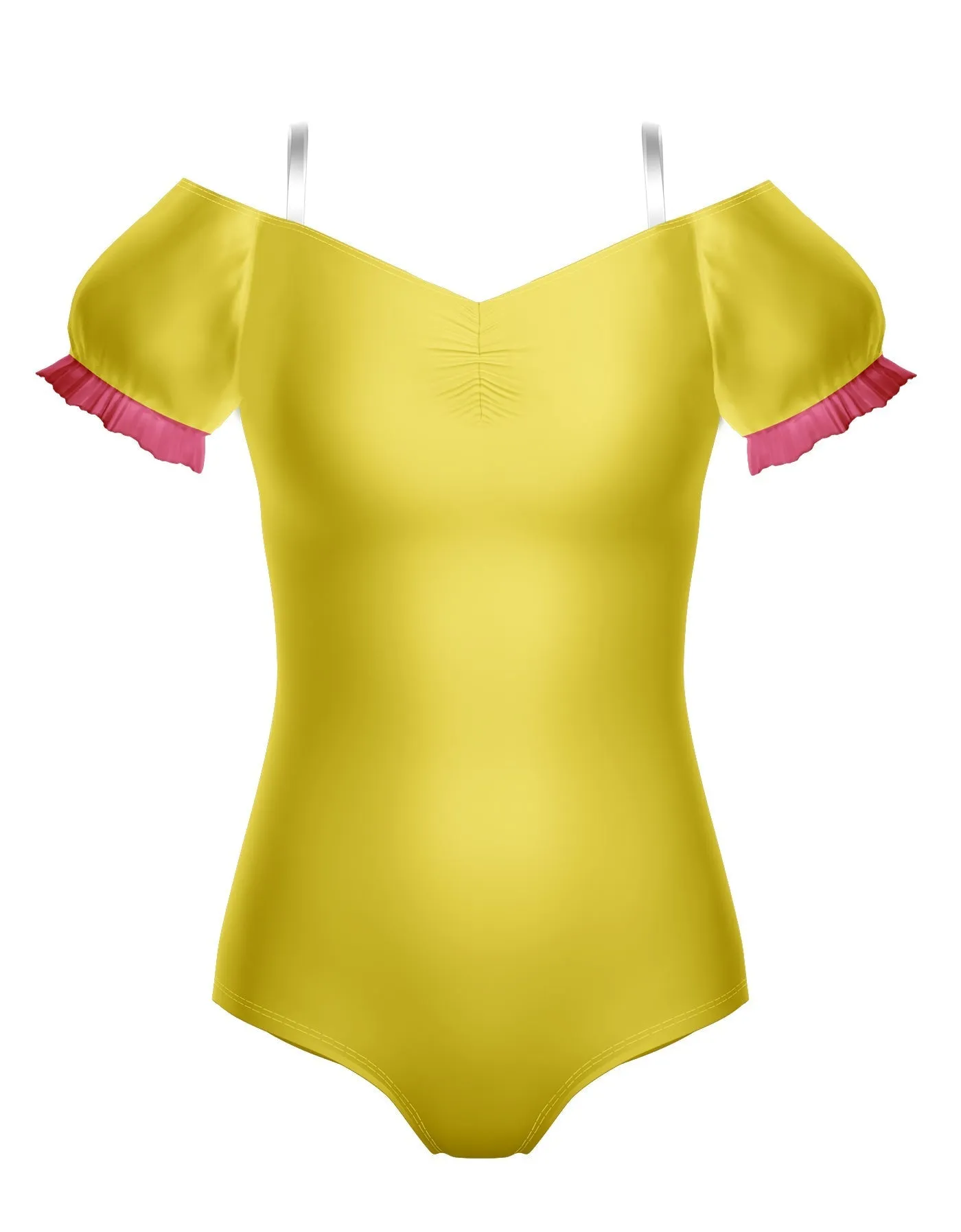 50s Girl Puff Sleeve Off the Shoulder Peasant Leotard