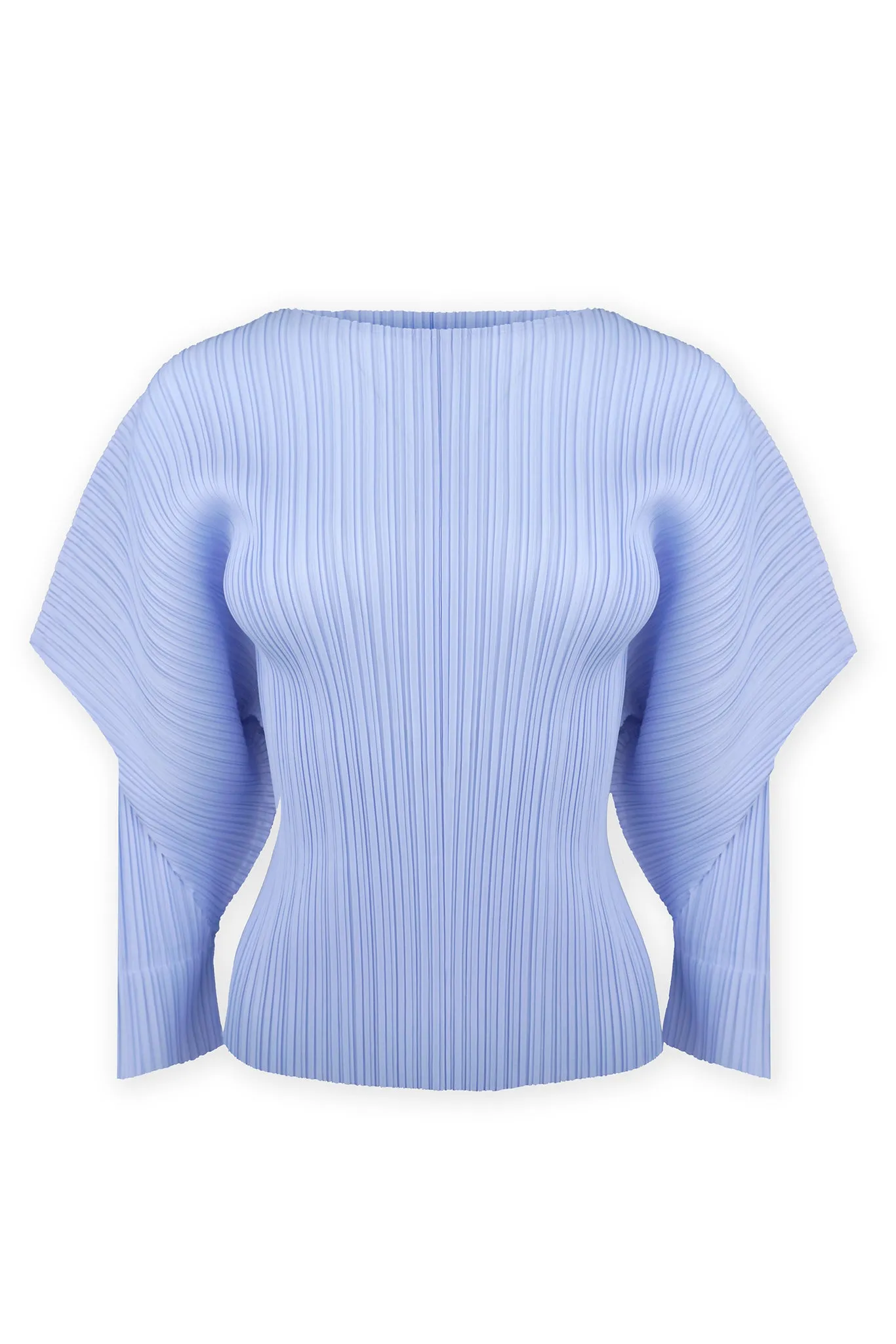 Abigail Curve Sleeves Plissé Satin Top