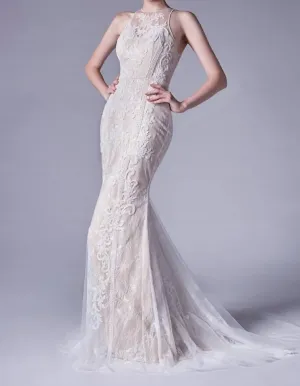 Andrea & Leo Couture - Halter Lace Gown
