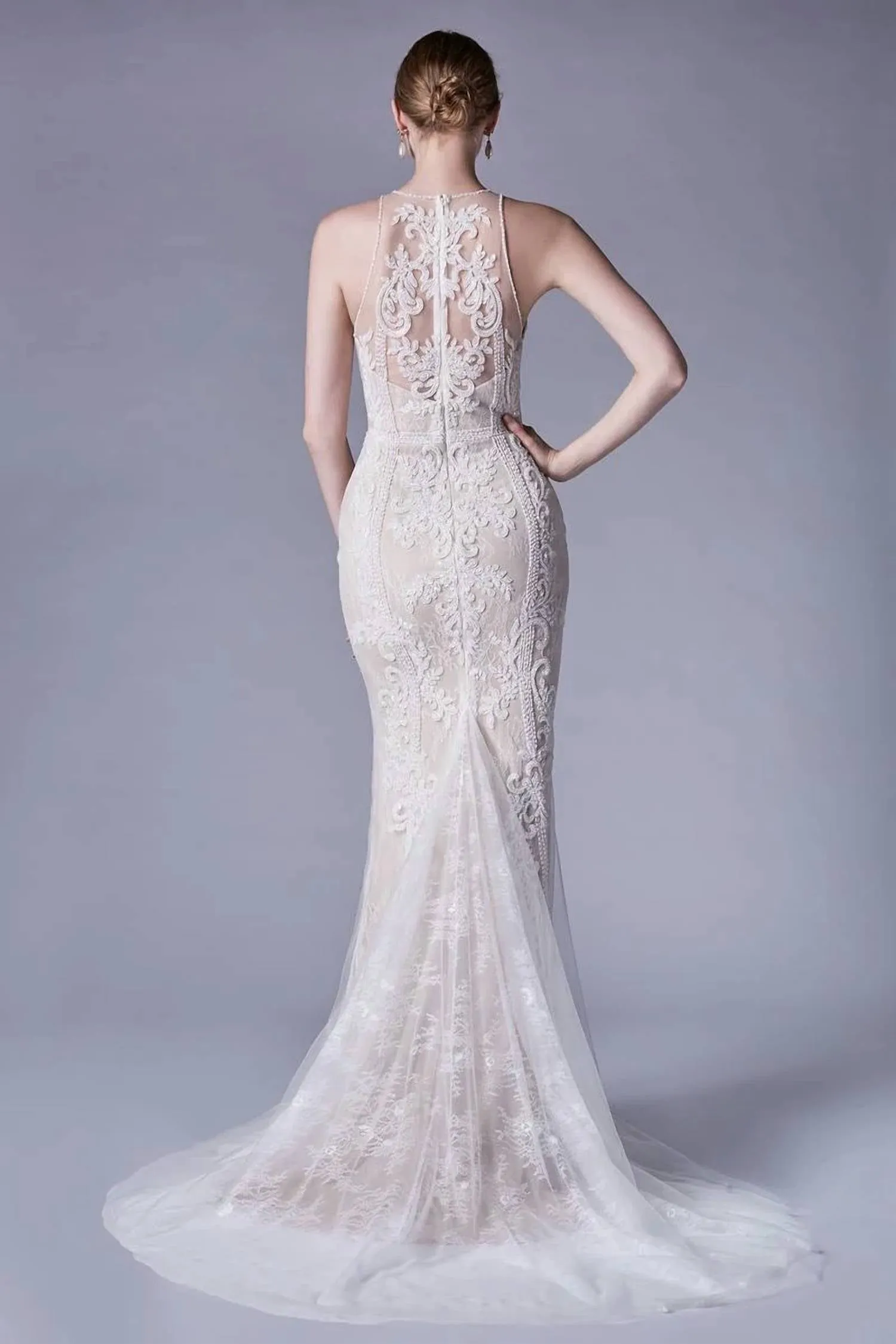 Andrea & Leo Couture - Halter Lace Gown