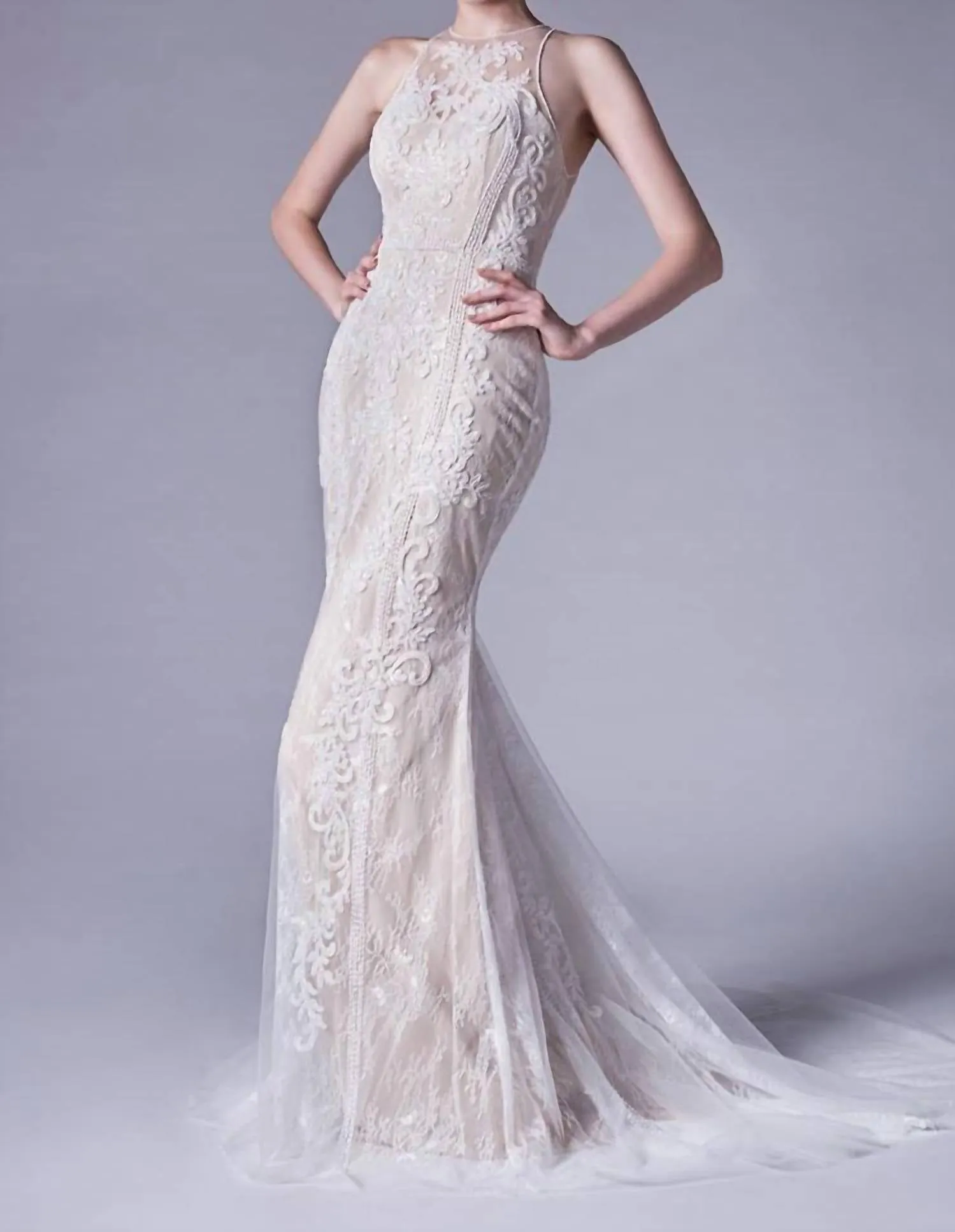 Andrea & Leo Couture - Halter Lace Gown