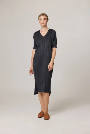 (Back in Stock) Erika Summer Plissé Satin Vneck Dress