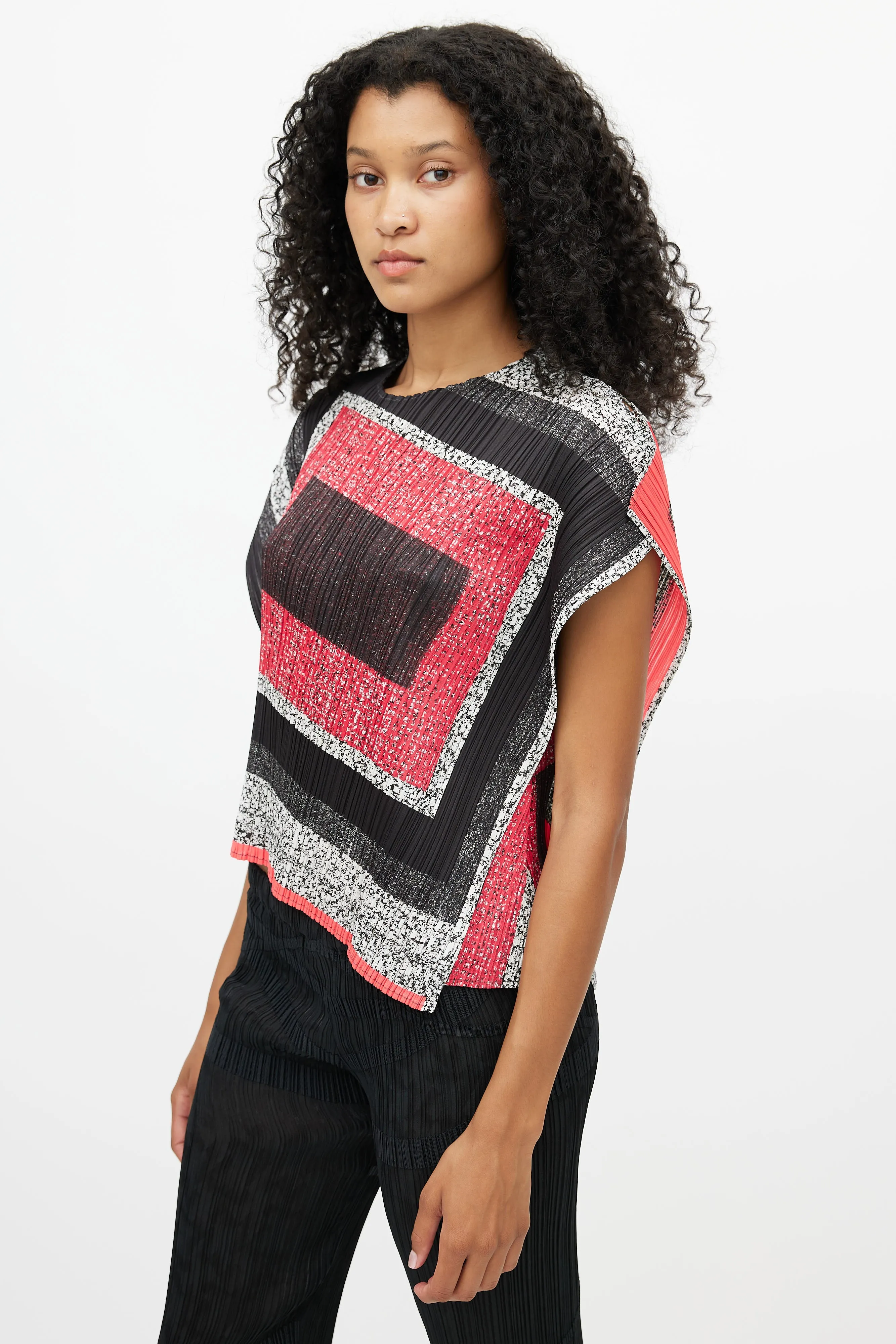 Black & Pink Print Top