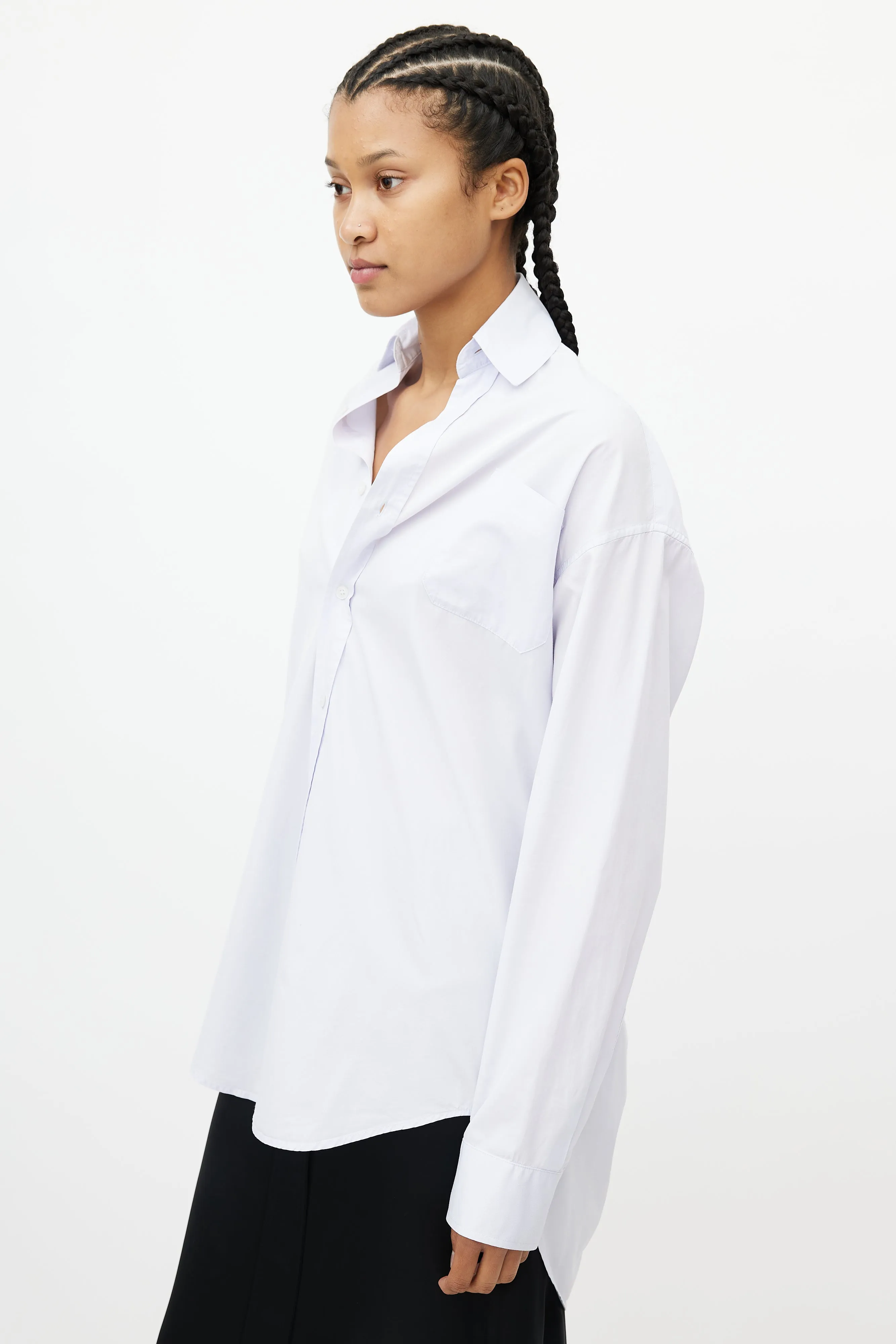 Blue Oversized Off The Shoulder Shirt