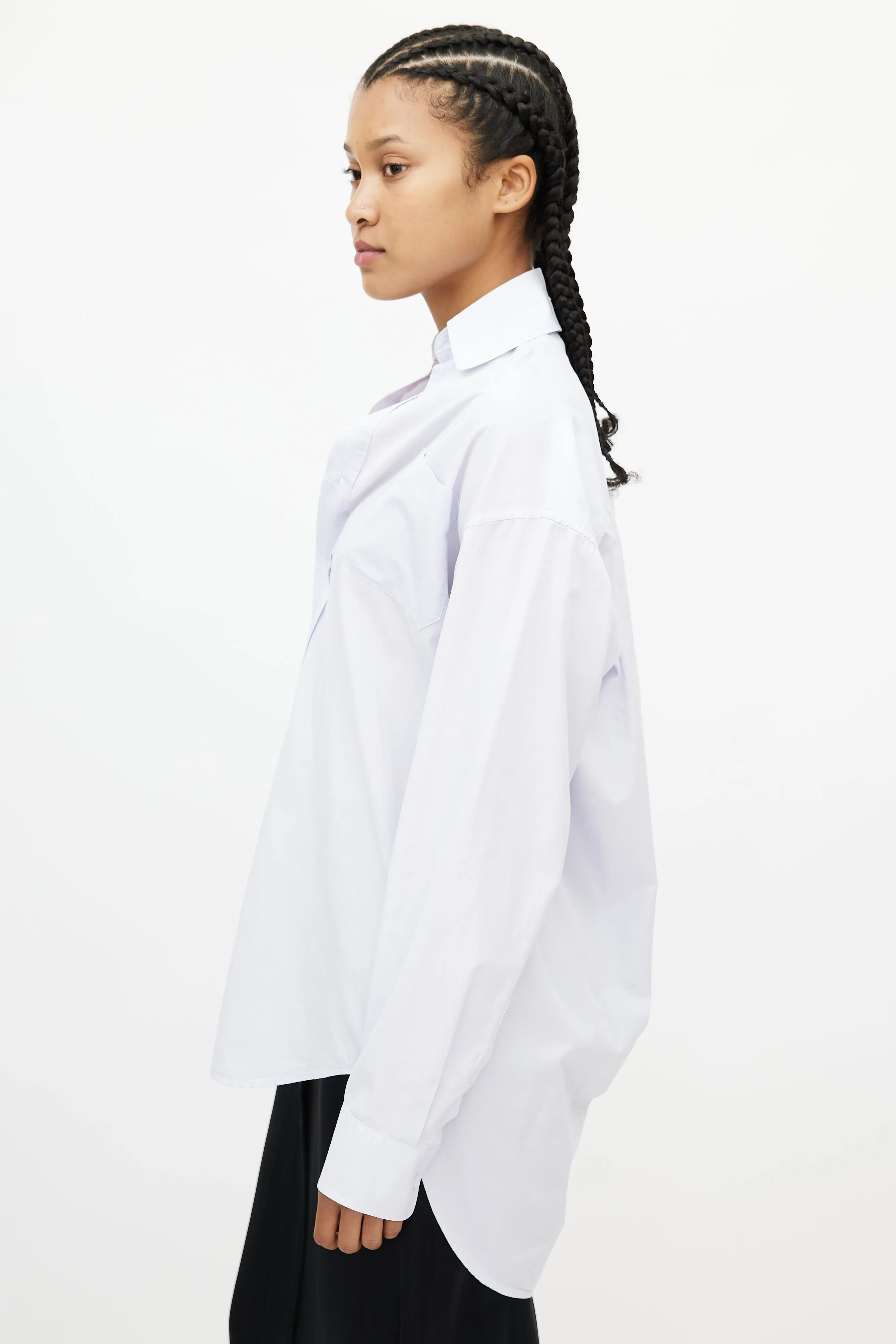 Blue Oversized Off The Shoulder Shirt
