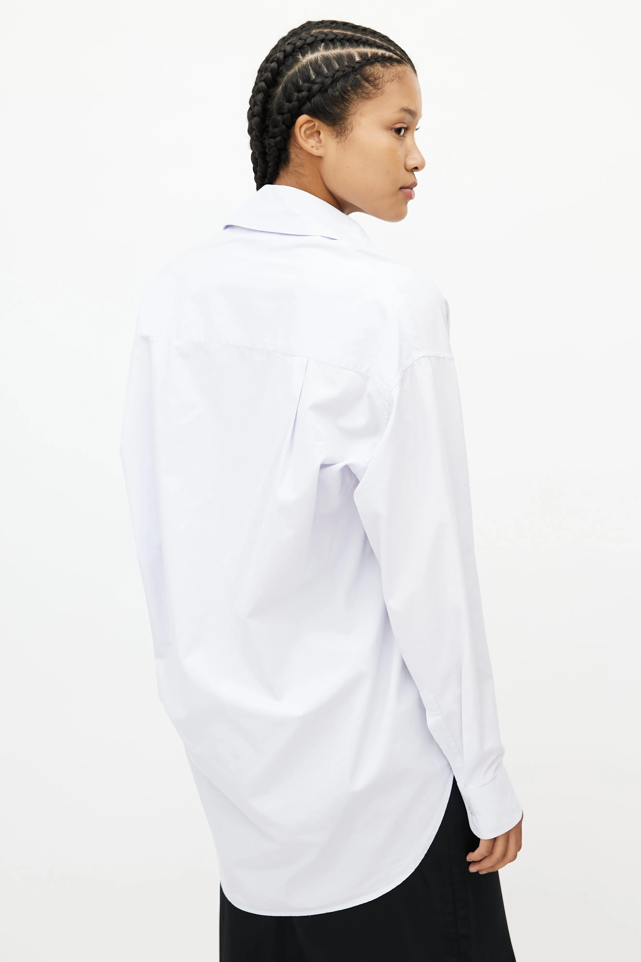 Blue Oversized Off The Shoulder Shirt