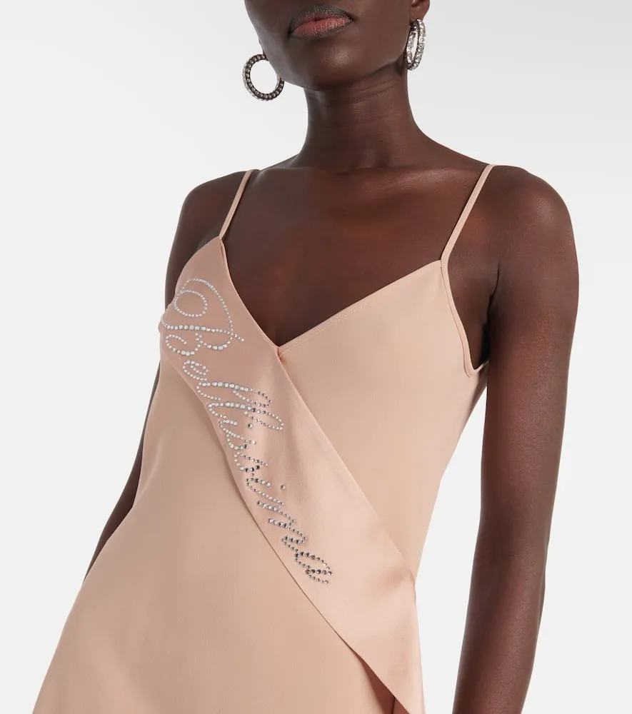 Blumarine Envers crystal-embellished logo slip dress