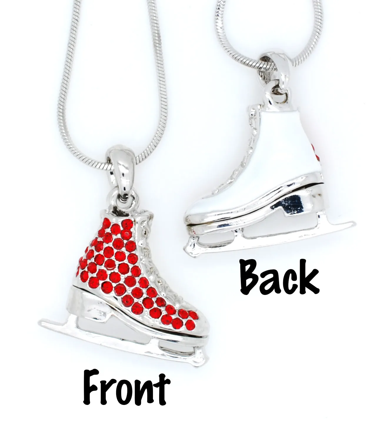 Deluxe Figure Skate Necklace - Enamel/Crystal