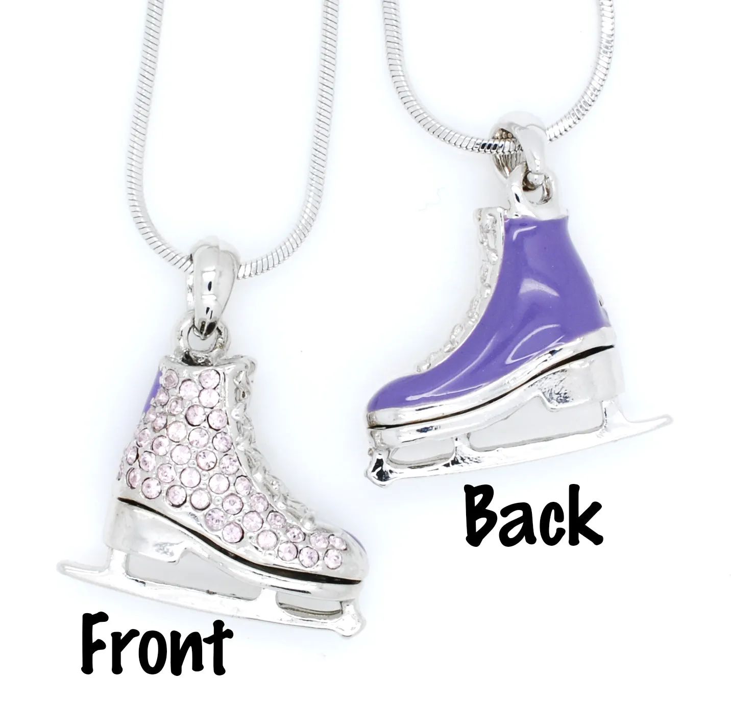 Deluxe Figure Skate Necklace - Enamel/Crystal