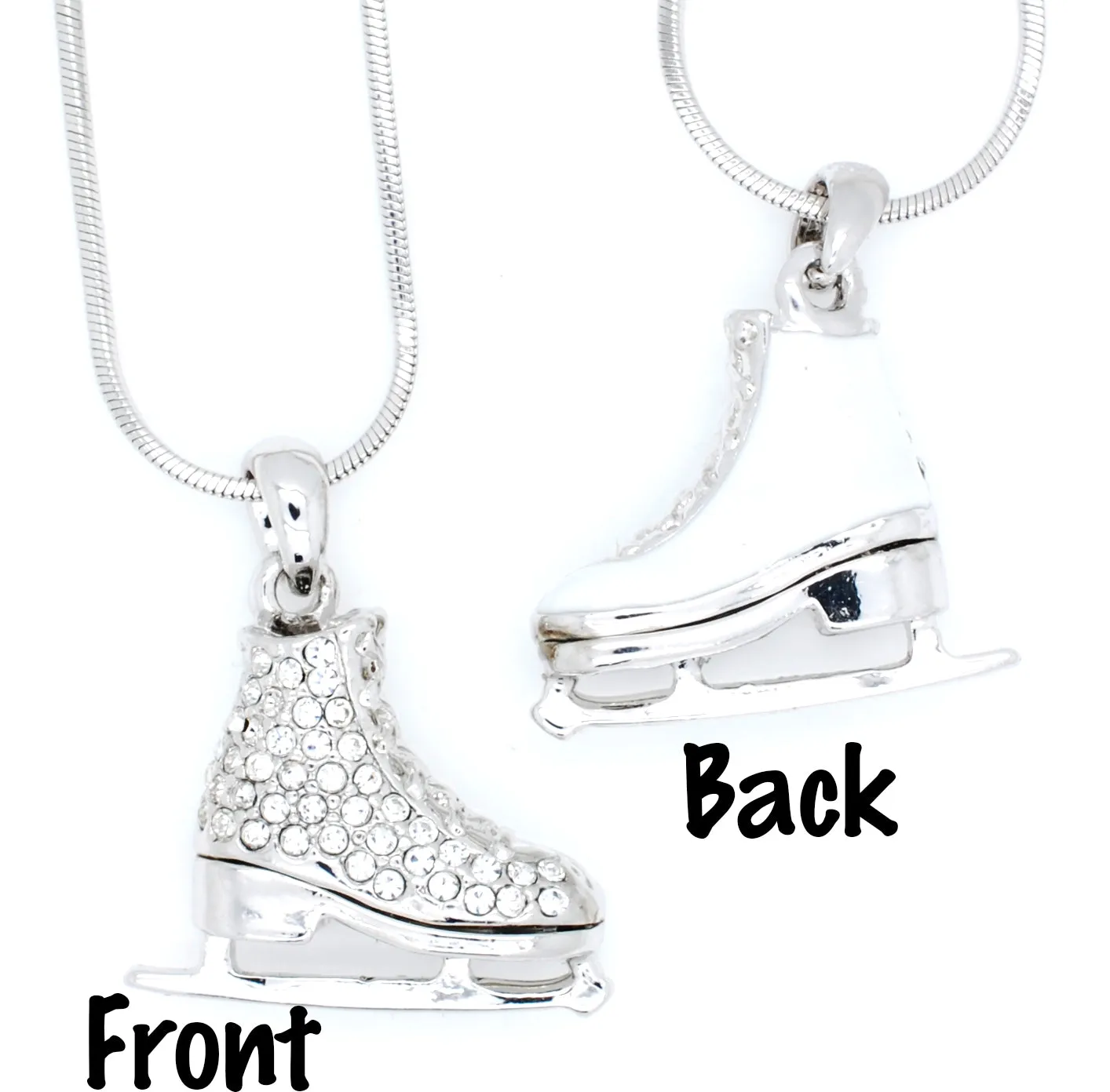 Deluxe Figure Skate Necklace - Enamel/Crystal
