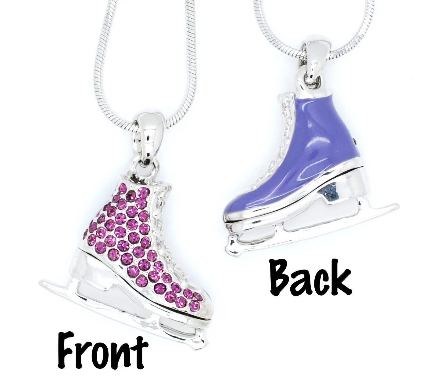 Deluxe Figure Skate Necklace - Enamel/Crystal
