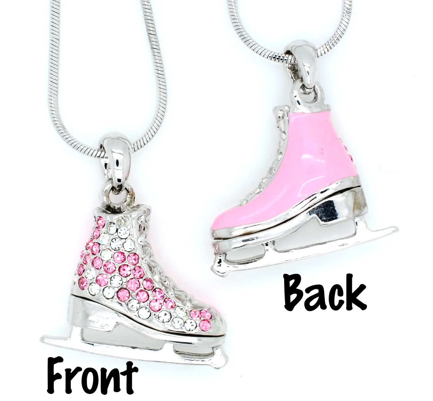 Deluxe Figure Skate Necklace - Enamel/Crystal