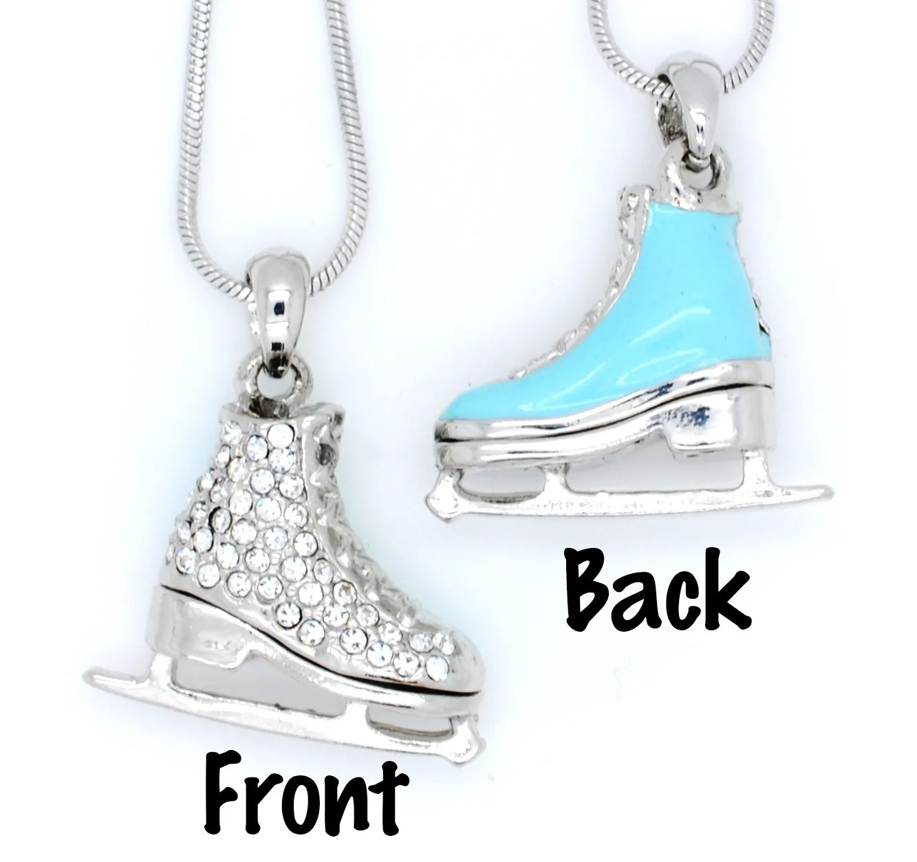 Deluxe Figure Skate Necklace - Enamel/Crystal