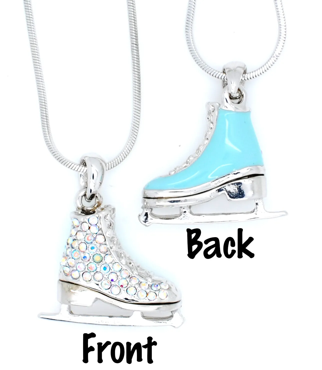 Deluxe Figure Skate Necklace - Enamel/Crystal