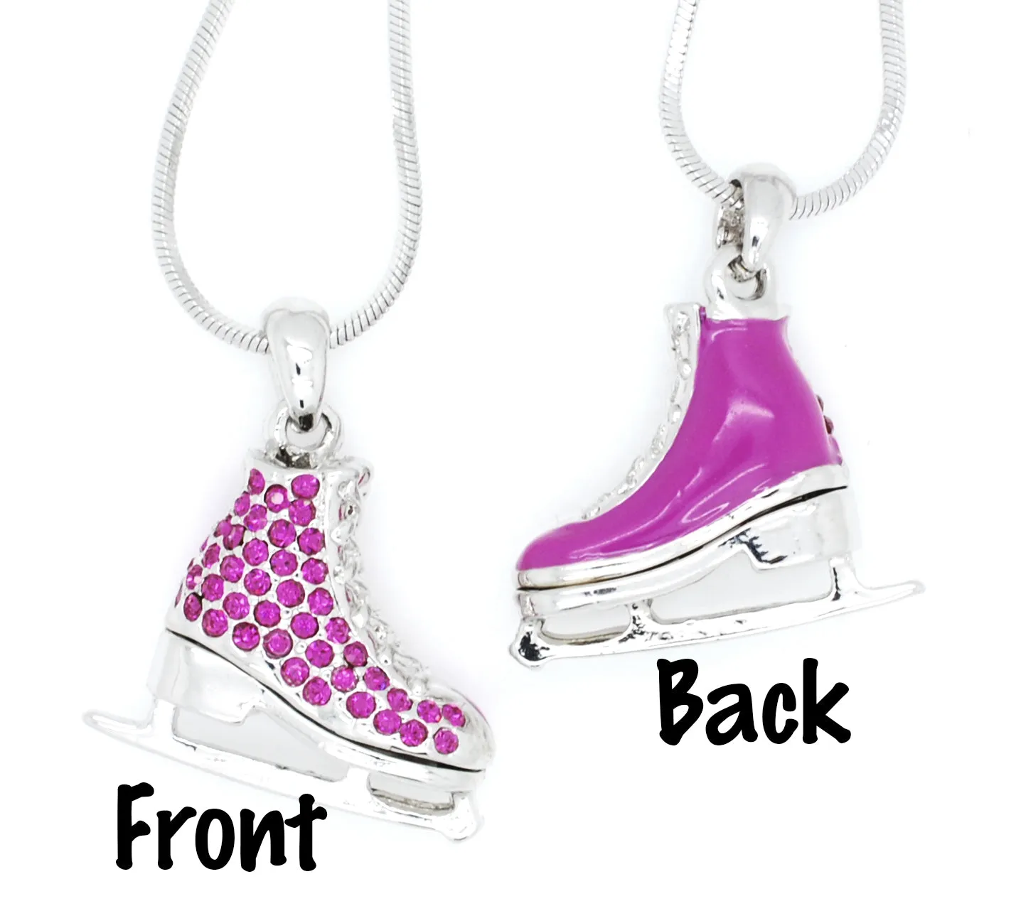 Deluxe Figure Skate Necklace - Enamel/Crystal