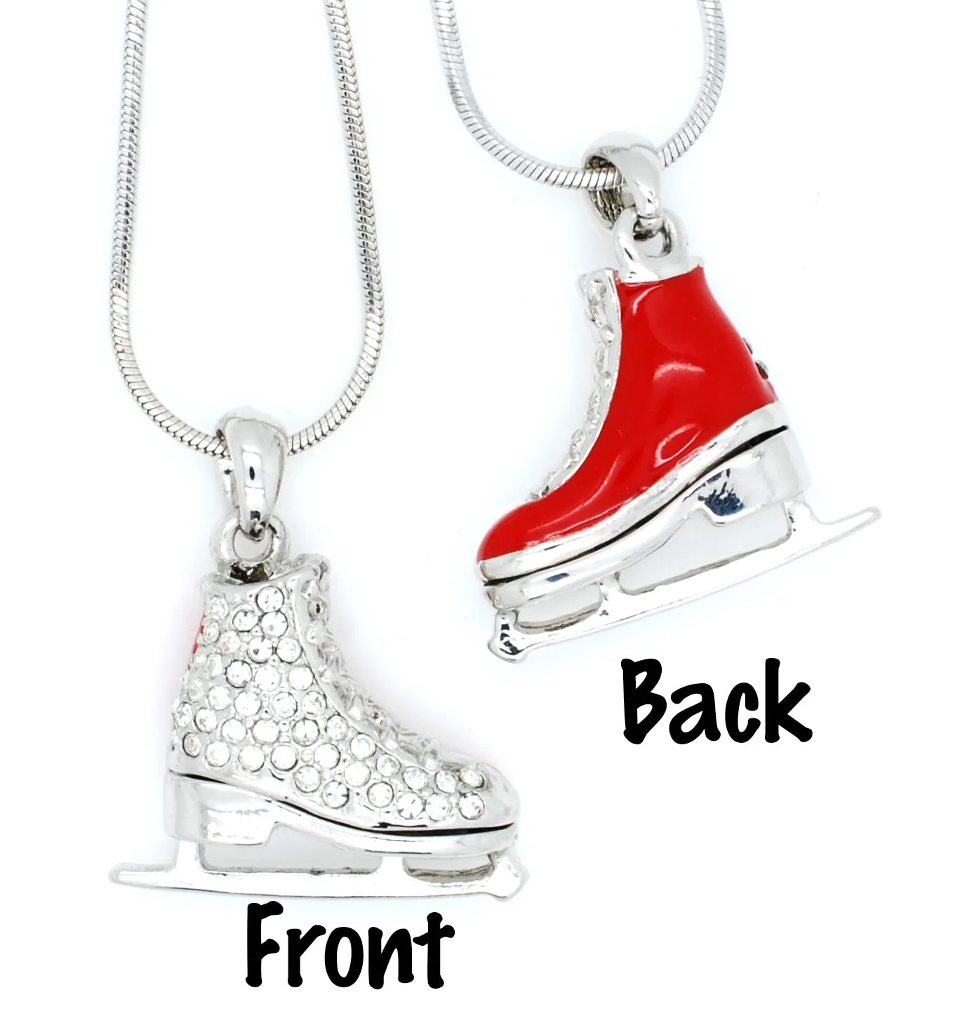 Deluxe Figure Skate Necklace - Enamel/Crystal