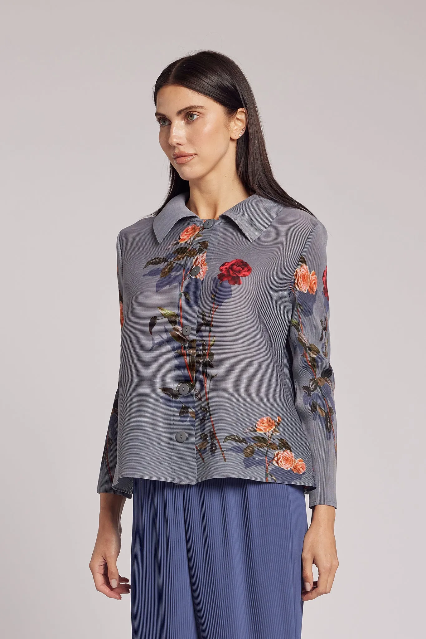 Elizabeth Rose Garden Crystal Pleats Shirt