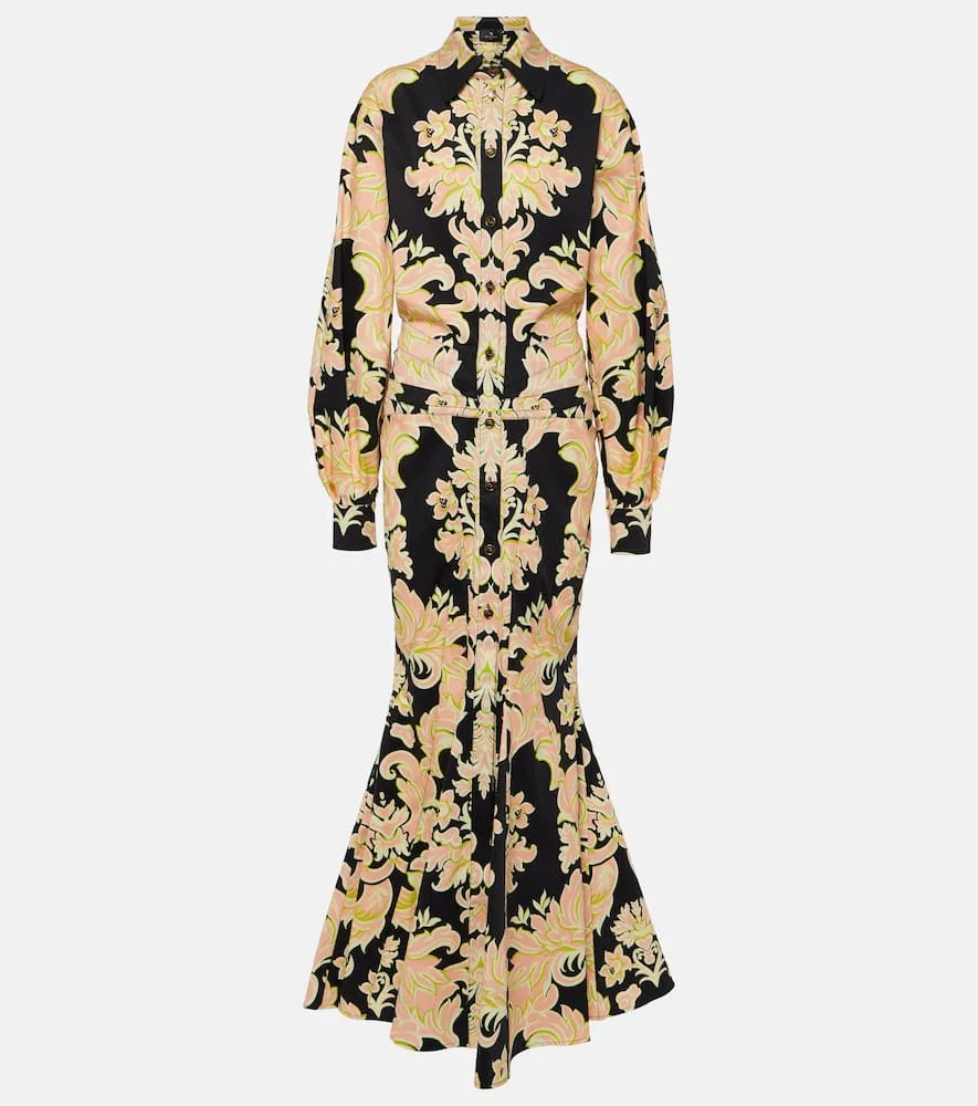 Etro Printed cotton-blend maxi shirt dress