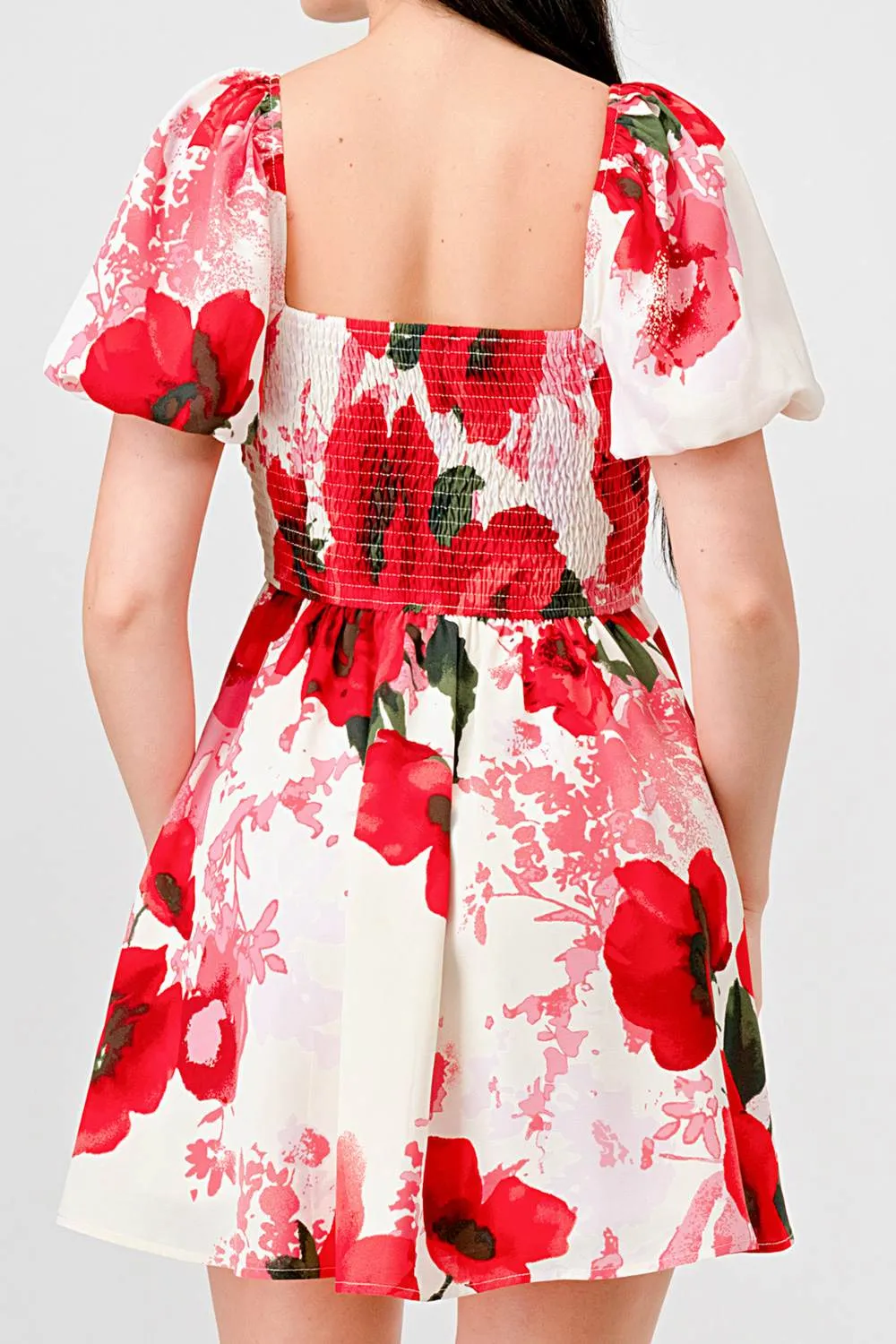 FLORAL SWEETHEART BUBBLE FIT & FLARE MINI DRESS