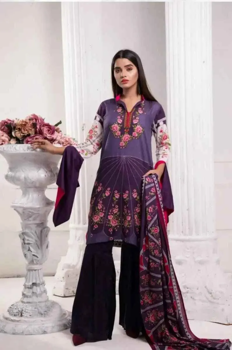 IshDeena Pakistani Dresses for Women Ready to Wear Salwar Kameez Ladies Suit - 3 Piece (Extra Small, Purple - Printed-Vol2)