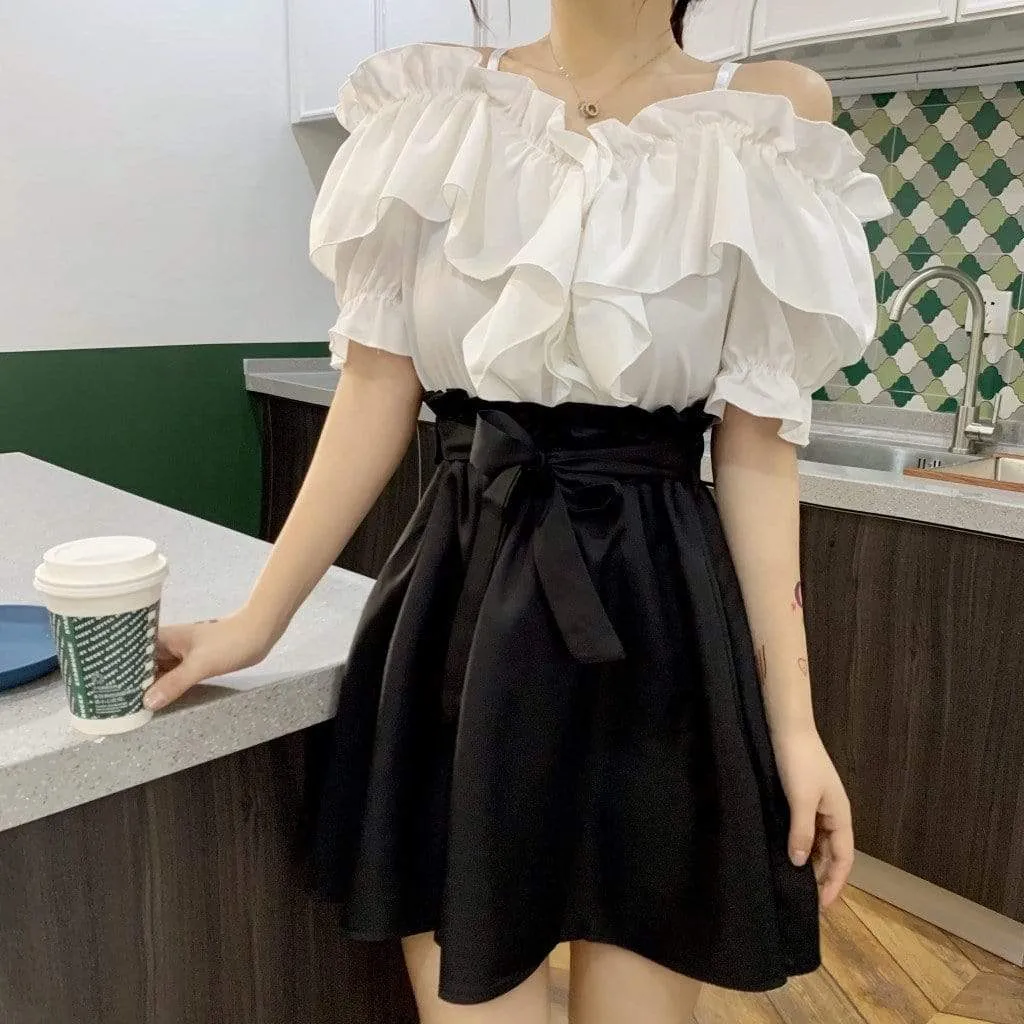 Kawaii Ruffles Off Shoulder Tops