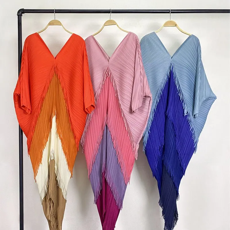 Pre Order:  Tassel Colorblock Pleated Dress