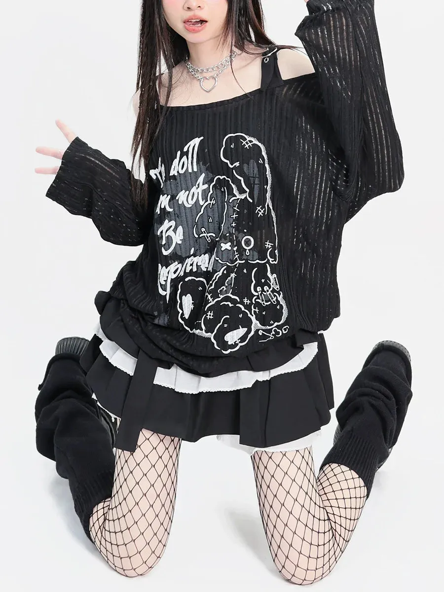 Print Off-the-shoulder Top Rabbit