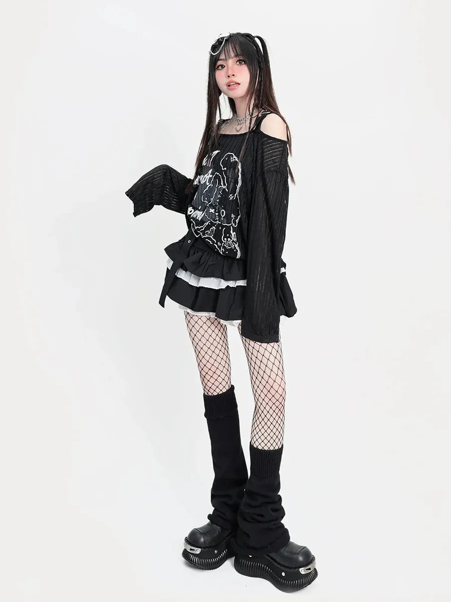 Print Off-the-shoulder Top Rabbit