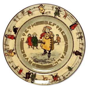 Royal Doulton D2789 Skating Pryde Goeth Before A Fall 10 5/8" Dinner Plate 1908